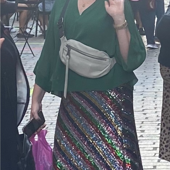 Milly Rainbow Striped Sequin Skirt Size Large - Picture 4 of 5